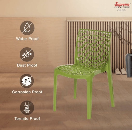 Supreme Web Plastic Chair (Mehandi Green, Set of 6) - Image 2